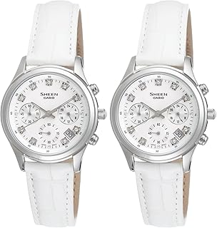 Casio Womens Quartz Watch, Analog Display and Leather Strap SHE-5023L-7ADR