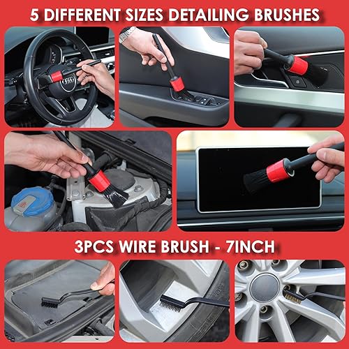 Miniatura 4 de Kit de limpieza de automóvil de 58 piezas, aspiradora de mano inalámbrica, kit de detalles de interior de automóvil con gel de limpieza, plumero,