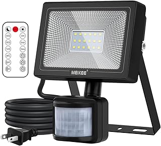 MEIKEE センサーライト【2024年改良 リモコン操作】人感センサーライト 屋外 常時点灯機能 10w 投光器 6500K 1000ルーメン フラッドライト 昼白色 超高輝度 PIR人感 検出距離調整 駐車場 玄関灯 倉庫 屋内 町内の防犯に 照明器具 IP66防水 日本語説明書付き PSE認証済