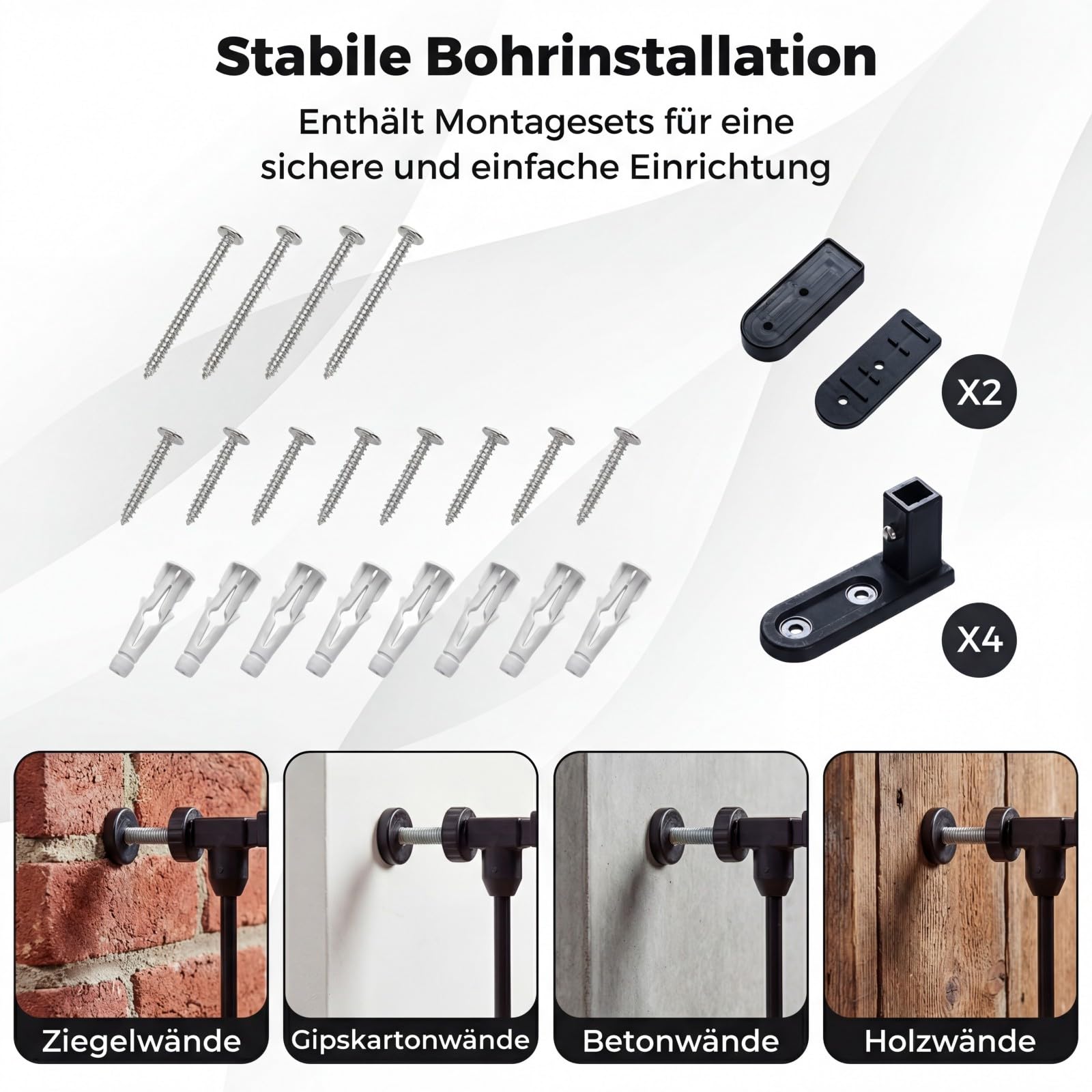 COSTWAY Treppenschutzgitter, 3-teilige Türschutzgitter 74,5–198 cm, Türgitter 270°drehbar aus Metall, Babygitter 180°Zweiwegeöffnung, Hundegitter für Kinder Sicherung & Haustier (Schwarz)