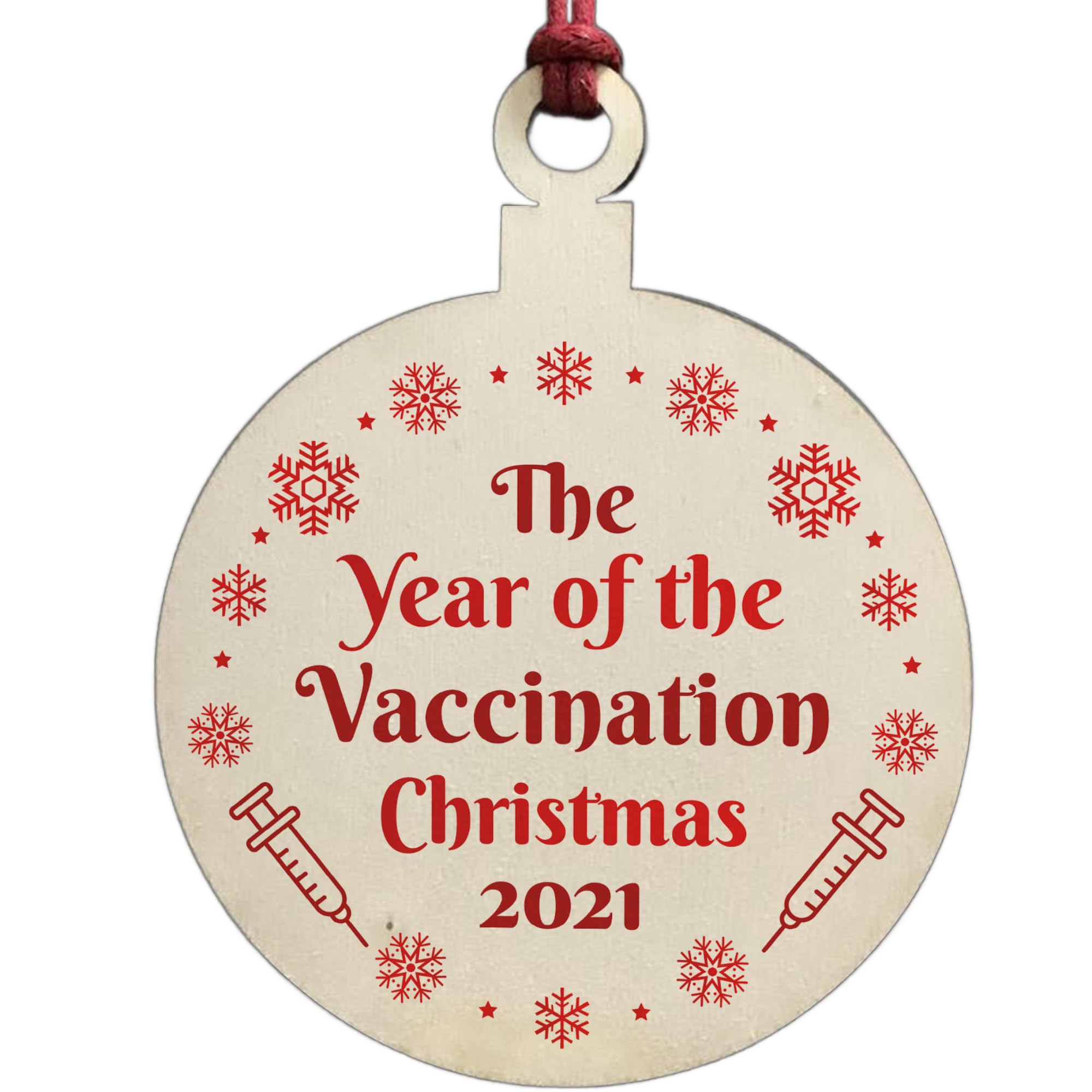 Red Ocean The Year Of The Vaccine Wooden Hanging Tree Decoration Memory Family Gift from B&Q