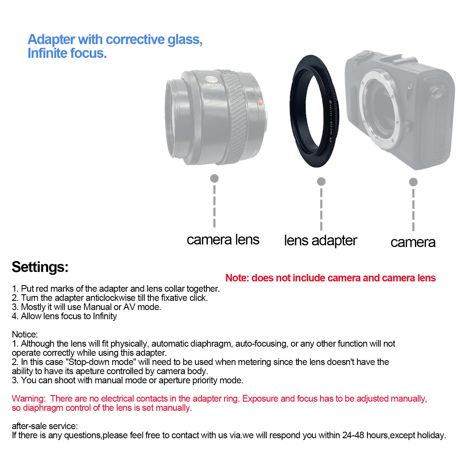 Anello di inversione obiettivo macro da 49 mm a EF M compatibile con fotocamera mirrorless EF-M M1 M2 M3 M5 M6 M10 M50 M100, con obiettivo filettatura filtro da 49 mm. Scatto macro
