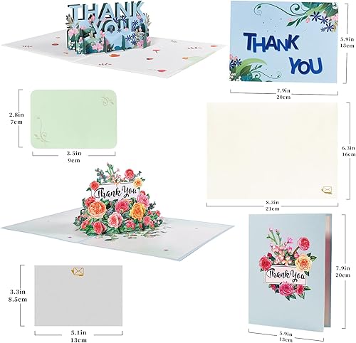 Miniatura 2 de GREETING ART Tarjeta desplegable 3D de agradecimiento, tarjeta de agradecimiento al profesor, tarjetas de felicitación emergentes, flores, tarjetas