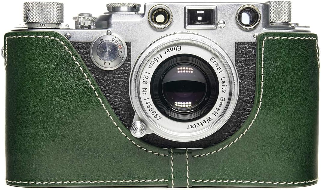 Handmade Genuine Real Leather Half Camera Case Bag Cover for Leica ic iic iiic iiid if iif iiif ig iiig Coffee Color (Without Selftimer+Film Type Indicator)