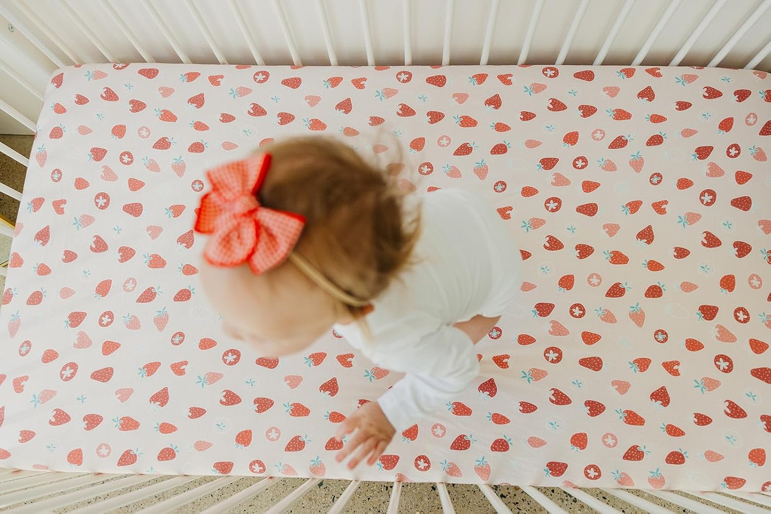 Copper Pearl Premium Knit Crib Sheets: Breathable and Soft, Fitted for Standard Mattresses, Perfect for Baby Registry or Shower Gift, Strawberry