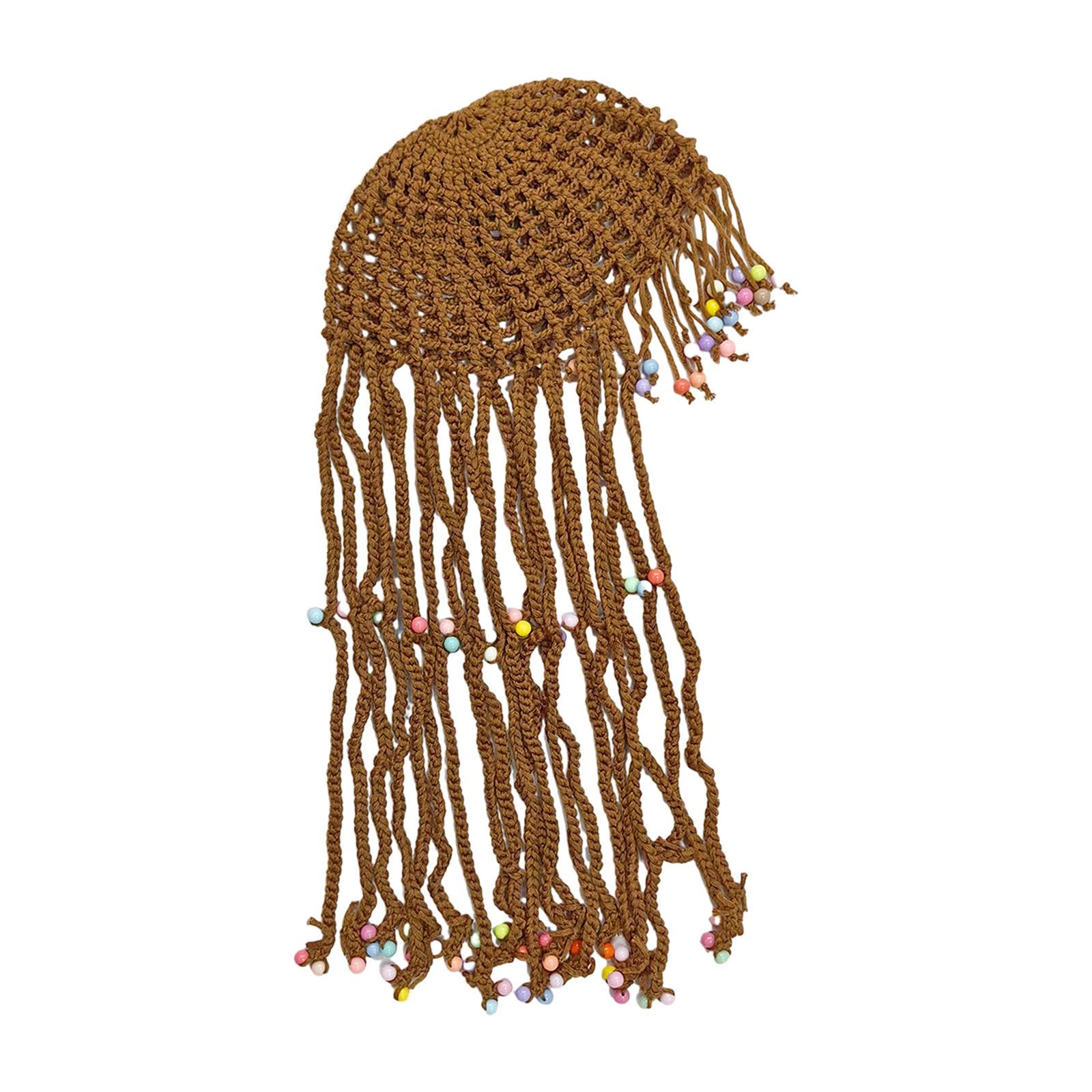 BNF®Knit Skull Cap with Colorful Beads Vacation Fishing Women Crochet Beanie Cap Coffee|Clothing, Shoes & Accessories|Womens Accessories|Hats|Package Includes:1 Crochet Knit Beanie Cap-image-28