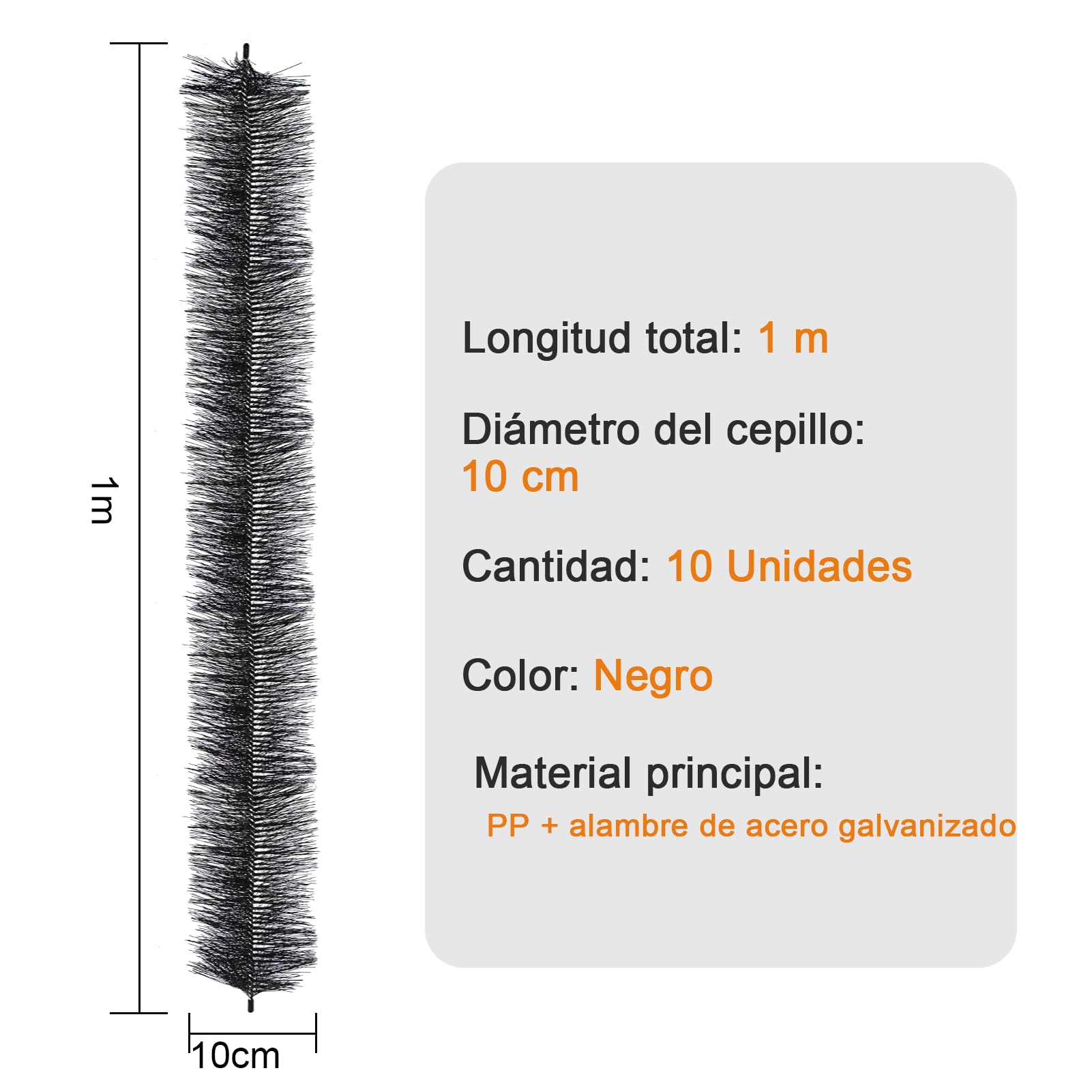 Viugreum Limpiador de Canalones, Cepillo para Limpiar Aleros 10PCS, 1m Limpiadores de Residuos, Limpiadores de Hojas, Herramientas Cepillos para Canalones(15cm*1m), Indicado para la Limpieza Canalone