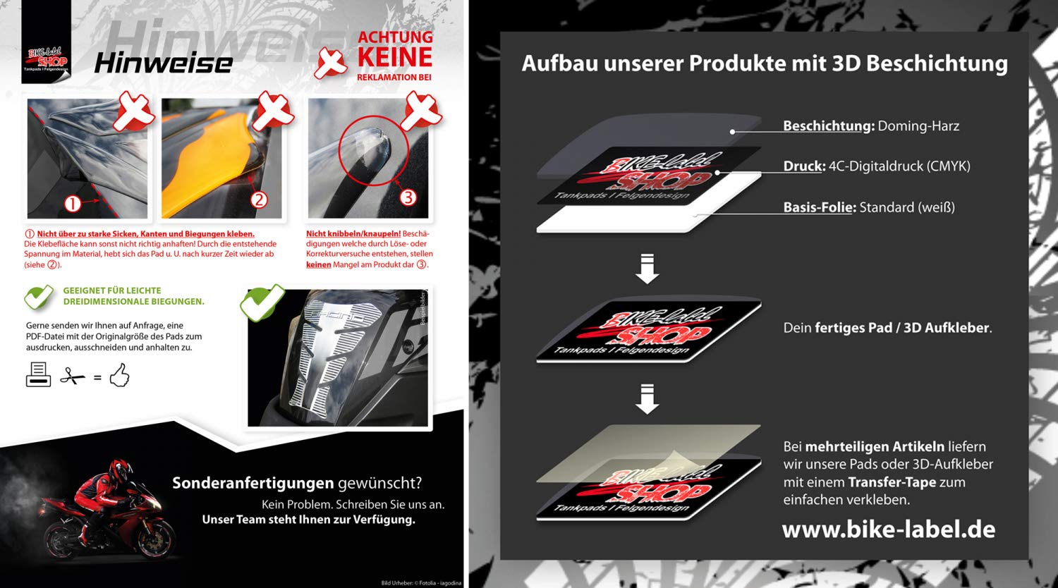 BIKE-label Seitentank Tankpad Motorrad Aufkleber Bloodhands blutige Hände 800110VA