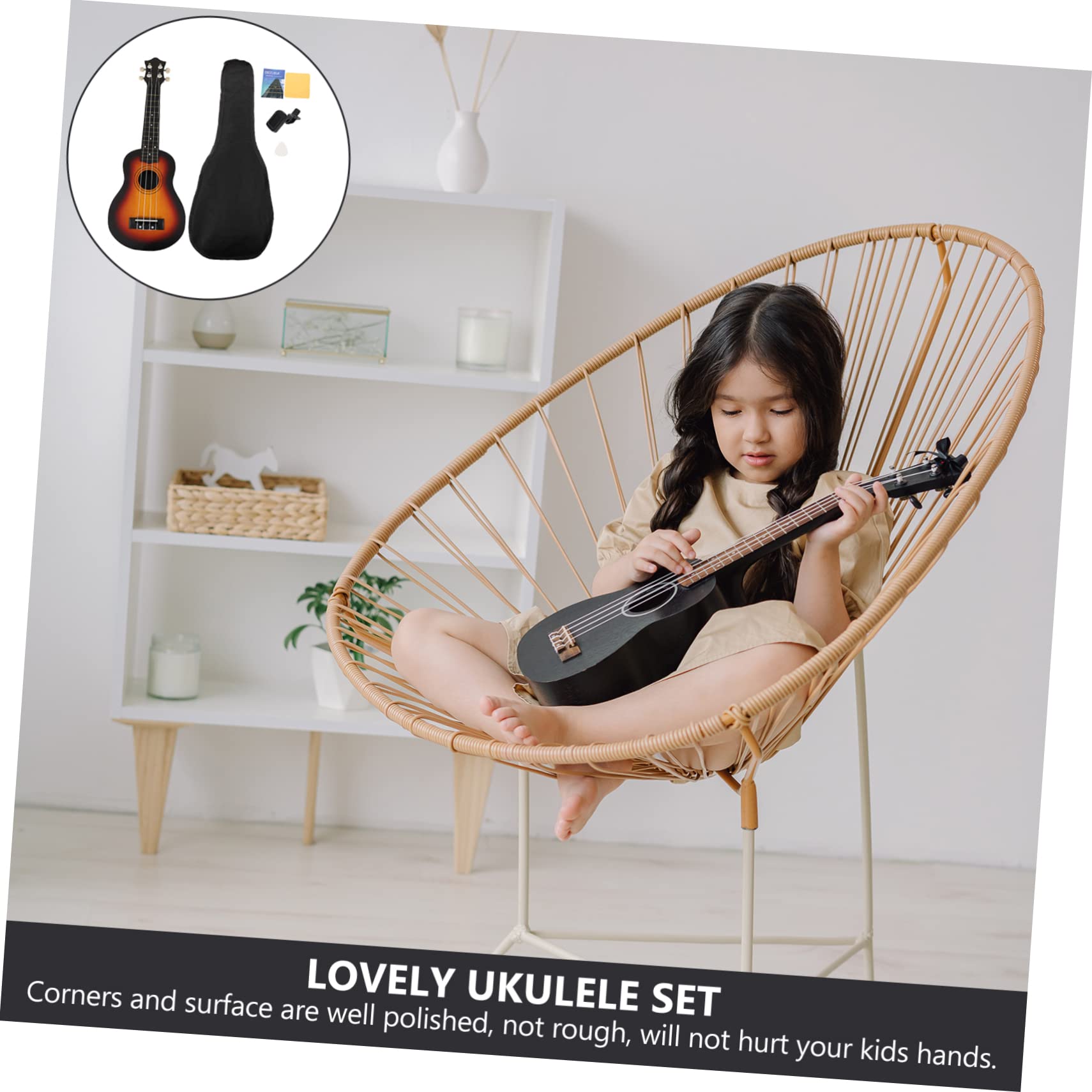 Corde Ukulele Piccolo Strumento Musicale Acustico per Ragazzo Ragazza e Adulti Principianti Design Creativo e Unica Realizzazione Sicura Delicata senza Danni alle Mani Suono
