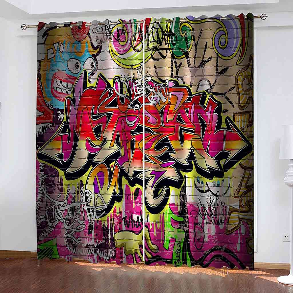 Rideaux de fenêtre graffitis pour chambre d'enfants et déco de salon moderne
