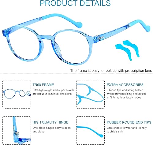 Miniatura 8 de ANDWOOD Gafas de luz azul para niños, niñas, niños, computadora, juegos, anti rayos azules, gafas de sol polarizadas de 3 a 12 años