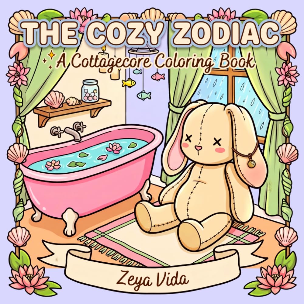 The Cozy Zodiac: A Cottagecore Coloring Book Featuring Whimsical Plushie Zodiac Signs for Adults and Teens - A Cute Cozy Fantasy Astrology Coloring Book