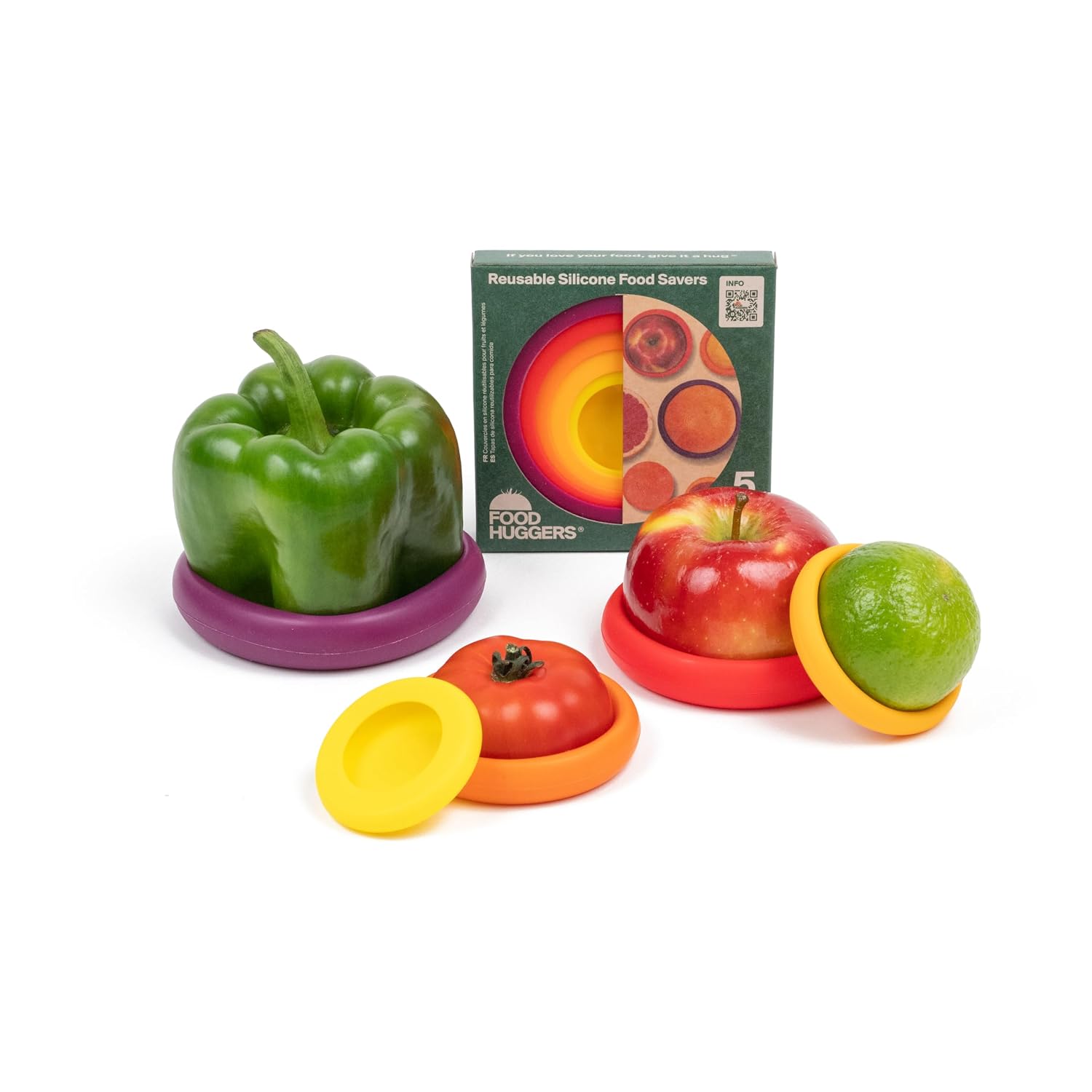 Food Huggers 5-Piece Reusable Silicone Food Savers