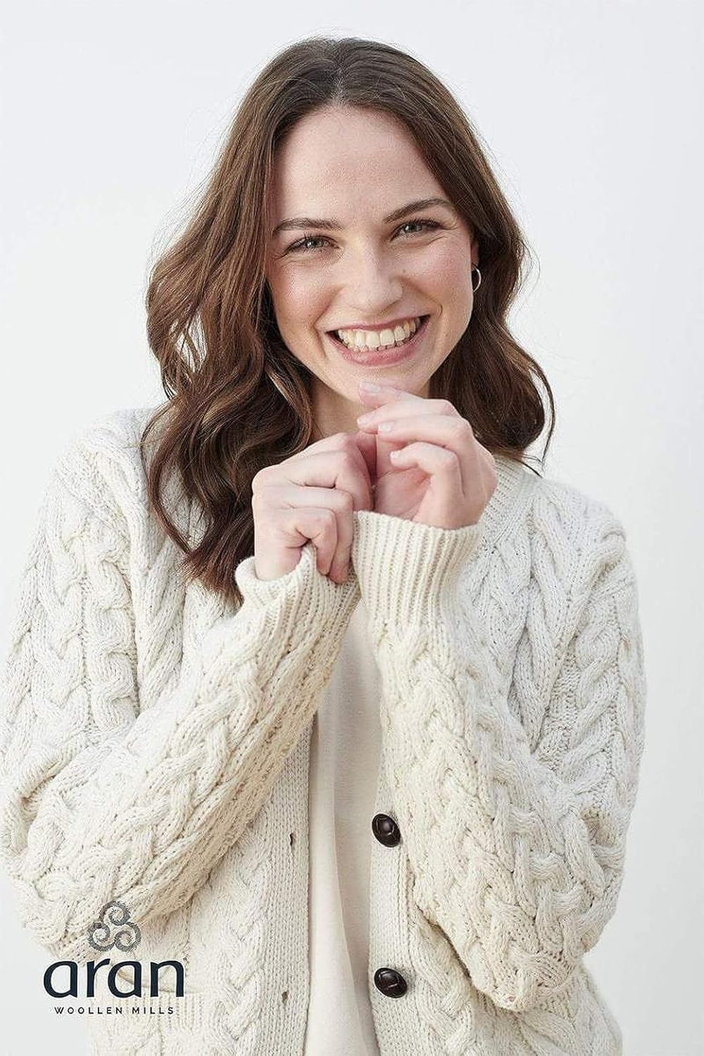 Irish Cardigan Sweater for Women Made in Ireland Supersoft Aran Merino Wool Lumber Jacket - Image 4