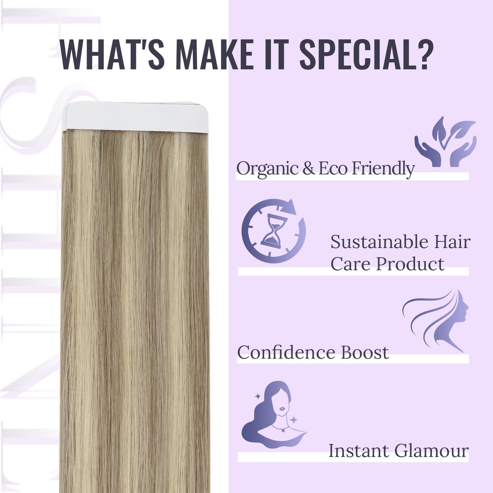 Fshine Extension Biadesive Capelli Lisci 55CM 50g 20pcs Extension Capelli Adesive Highlight Biondo Cenere Con Biondo Candido Extension Capelli Veri Biadesive Tape Human Hair #18P613
