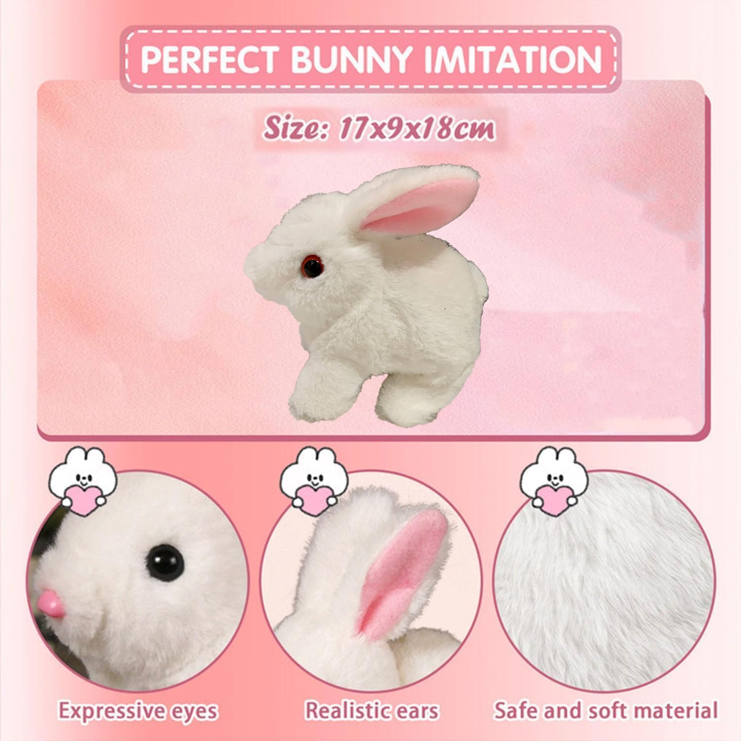 Bunby - Lapin Peluche Interactif Réaliste - Parle, Saute, Twitch Et Bouge Les Oreilles - Fonctionne Avec 2 Piles AA - Cadeau De Pâques