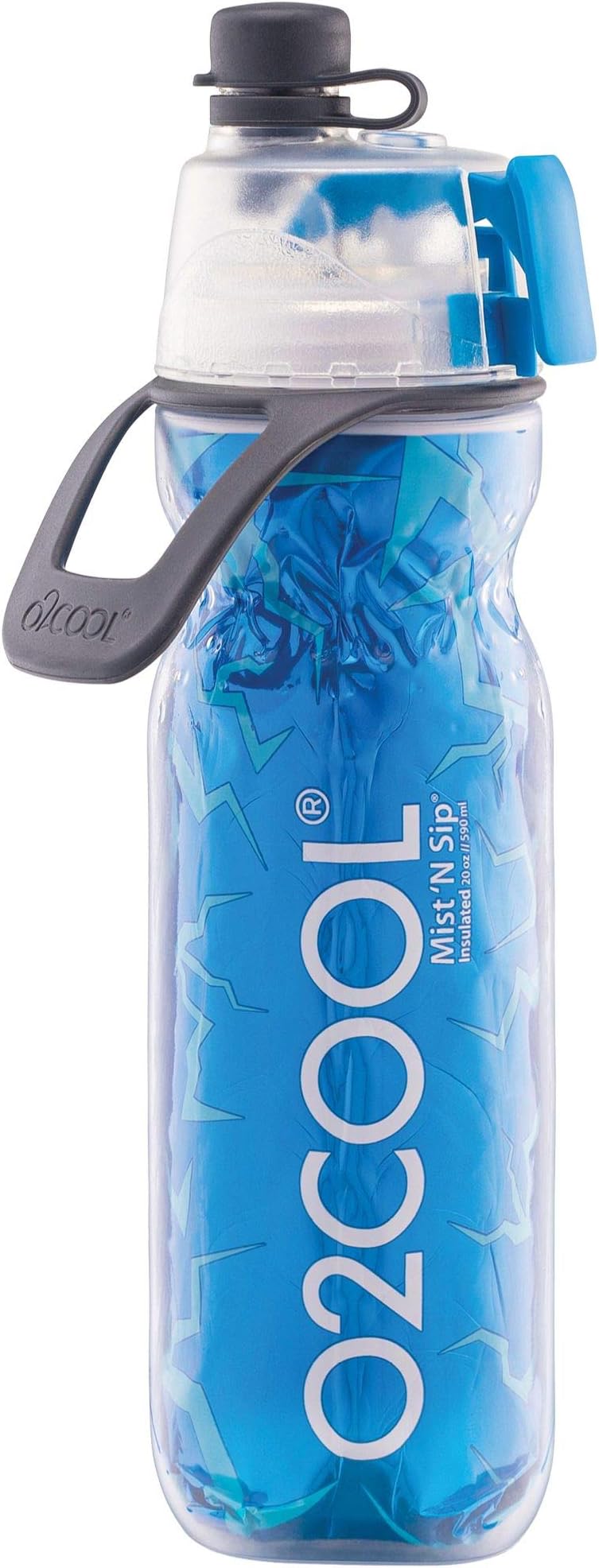 Mist 'N Sip Misting Water Bottle 2-in-1 Mist And Sip Function With No Leak Pull Top Spout (Crackle Blue)