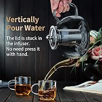 Vista 6 de Tetera de vidrio de 40 onzas (1200ML) con infusor apta para estufa, hervidor tetera de vidrio transparente, tetera de borosilicato con filtro