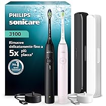 Spazzolino elettrico sonico Philips Sonicare Serie 3000 – Sensore di pressione, 3 intensità, EasyStart, SmarTimer, autonomia 14 giorni, custodia, nero e rosa, confezione da 2, HX4072, 42, (Nuovo)