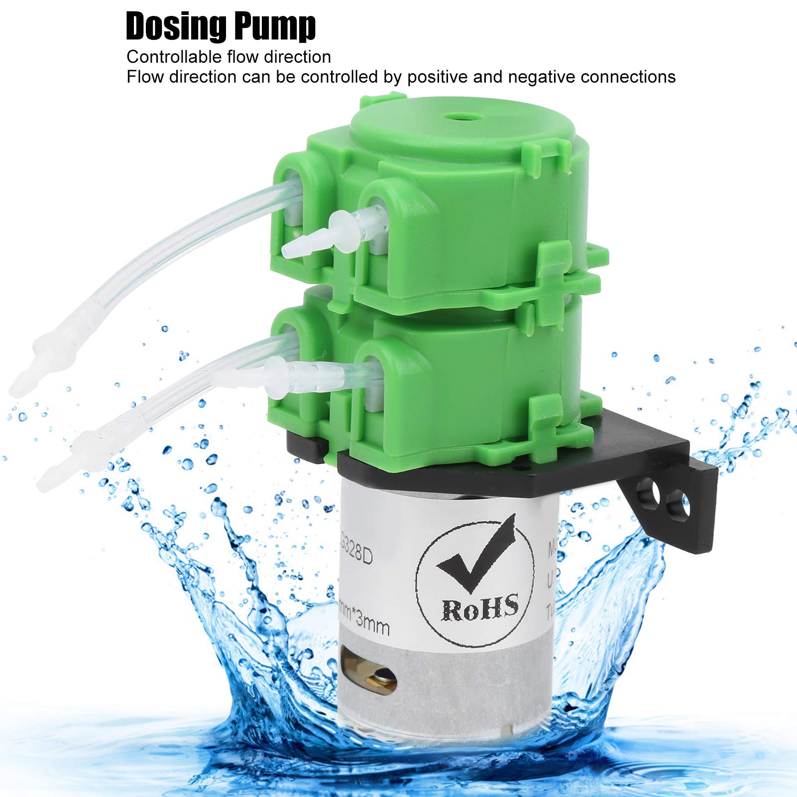 Low FlowPeristaltic Liquid Pump Dosing Pump, Mini Dual Head Dosing Water Circulating Pump 1x3mm for Viscous NonViscous Liquid (DC12V)