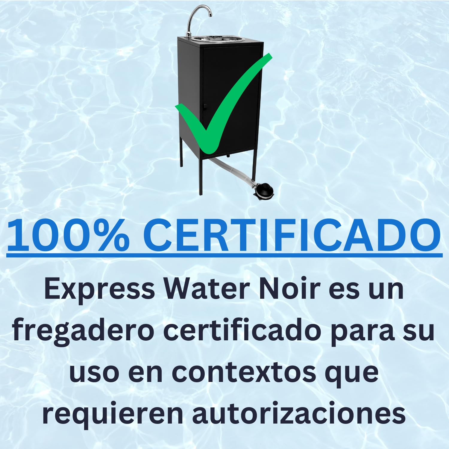 Express Water Noir Plus, Fregadero para Lavabo, Portátil Autónomo Transportable, con Depósito de Agua, en Acero Inoxidable, con Control por Pedal con Kit de Agua Caliente, Certificado
