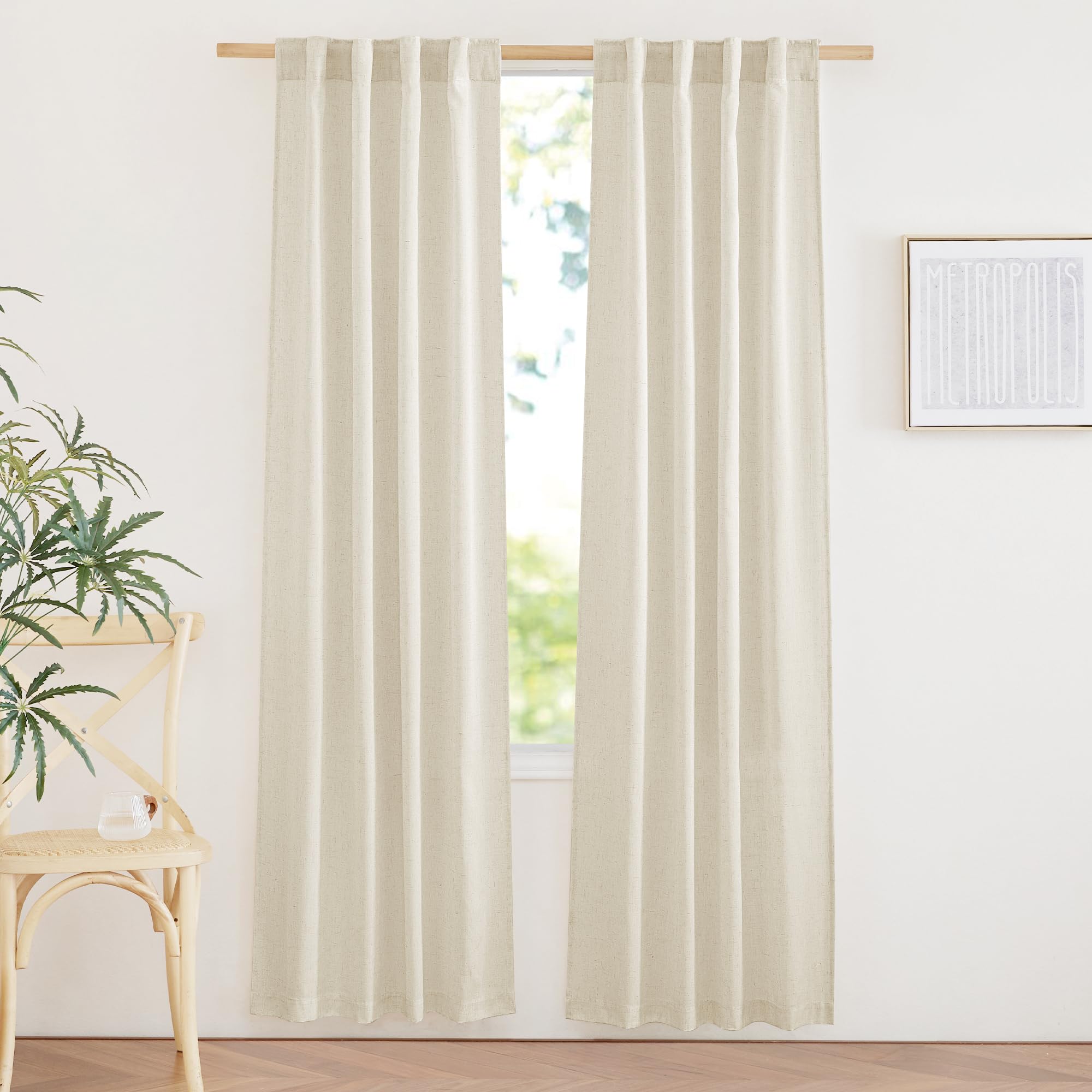 Photo 1 of NICETOWN Linen Blend Curtains (2 Panels, Natural)