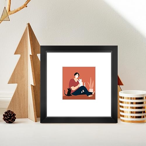 Miniatura 5 de LaVie Home Portarretratos de 8 x 8 pulgadas, 2 unidades, color negro, para galería de fotos de 4 x 4 con paspartú o de 8 x 8 pulgadas sin paspartú,