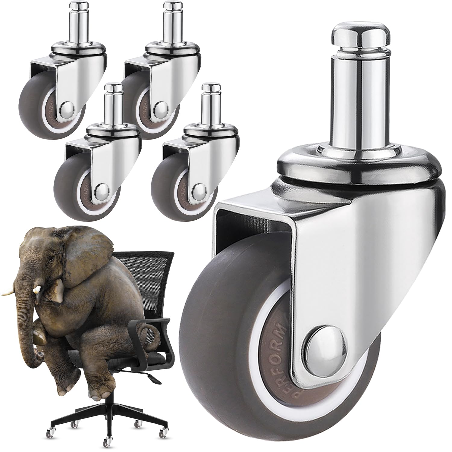5 Piezas Ruedas para Silla de Oficina de 2 Pulgadas.ruedas para Silla | Gamer.ruedas de Goma Giratorias Silenciosas.tipo de Varilla.hecho de Acero Puro, Duradero, Direcci?n Flexible.