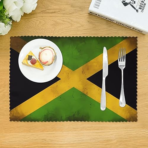 Miniatura 3 de Rectangular Placemats Set of 4, Heat Resistant Old Jamaican Flag Printed Kitchen Dining Table Mats