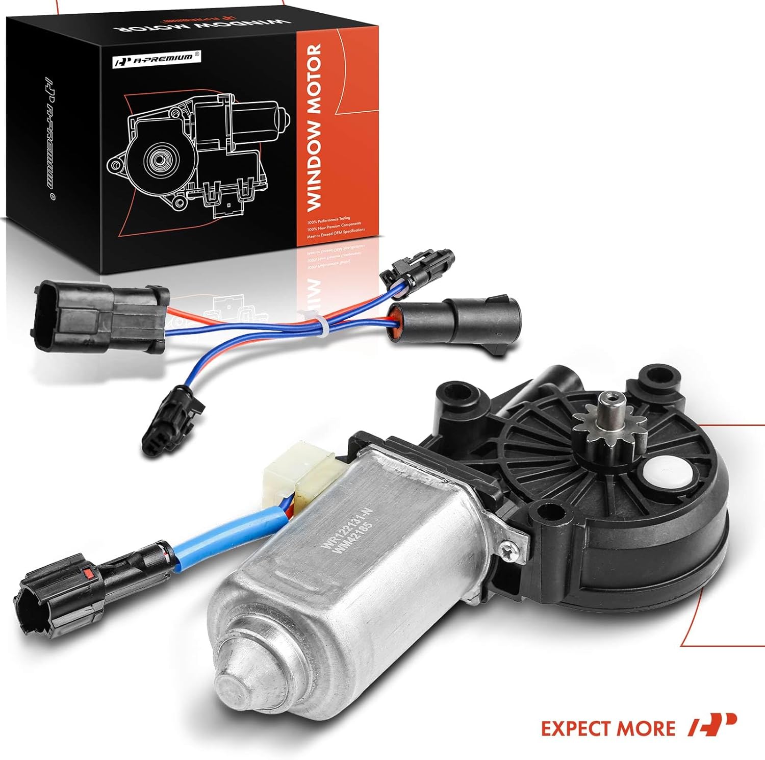 A-Premium Right Power Window Lift Motor Compatible with Ford F-250 F-350 F-450 F-550 Super Duty 1999, Passenger Side, 2 Pins Only