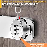 Vista 3 de Cerradura de Combinación sin Llave, Juego de 2 Cerraduras de Seguridad con Pestillo Deslizante, Cerraduras de Hasp Rotativas de Contraseña en Plata