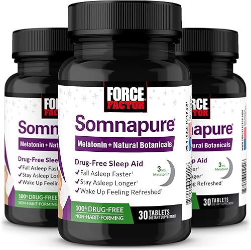 Force Factor Somnapure, paquete de 3, apoyo para dormir para adultos para insomnio ocasional con melatonina y valeriana, pastillas para dormir que