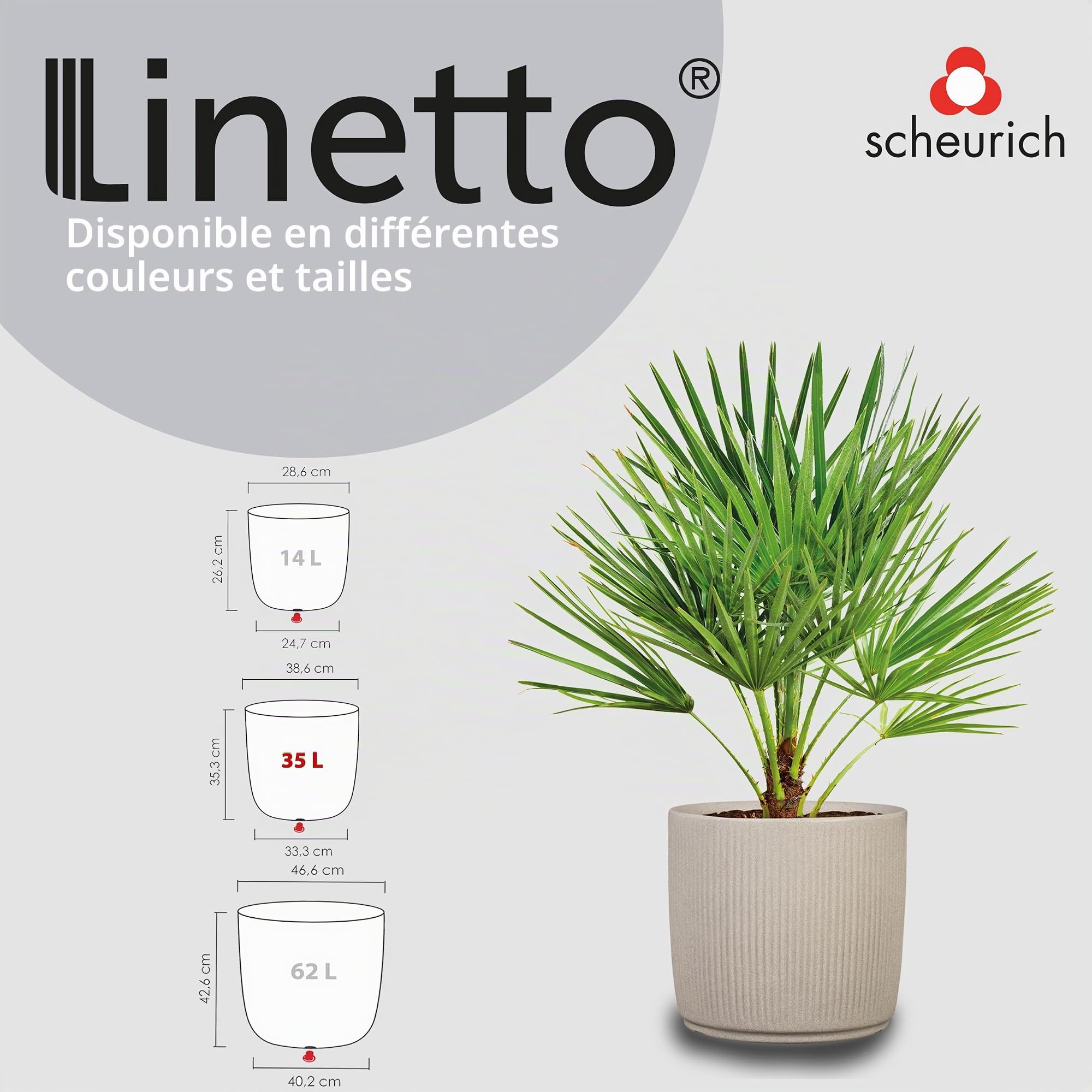 Scheurich Linetto - Lot de 40 Pots de Fleurs Ronds - Couleur Sable - Fabriqué avec du Plastique recyclé - pour l'extérieur