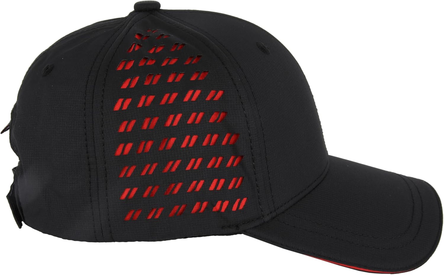 Dodge SRT Hellcat Men's Performance Hat | Embroidered Logo | Laser-Cut Rhombus Panels | Black/Red | Officially Licensed