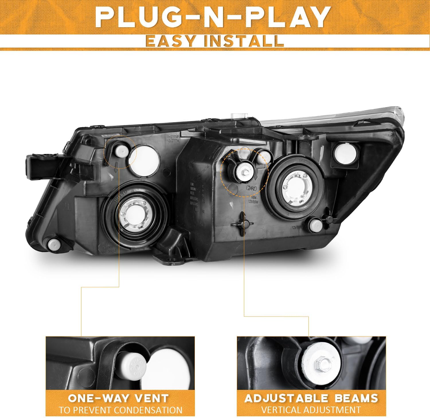 WEELMOTO for 2009-2020 DODGE JOURNEY Headlights Assembly Replacement for 09 10 11 12 13 14 15 16 17 18 19 20 DODGE JOURNEY Passenger Side Right