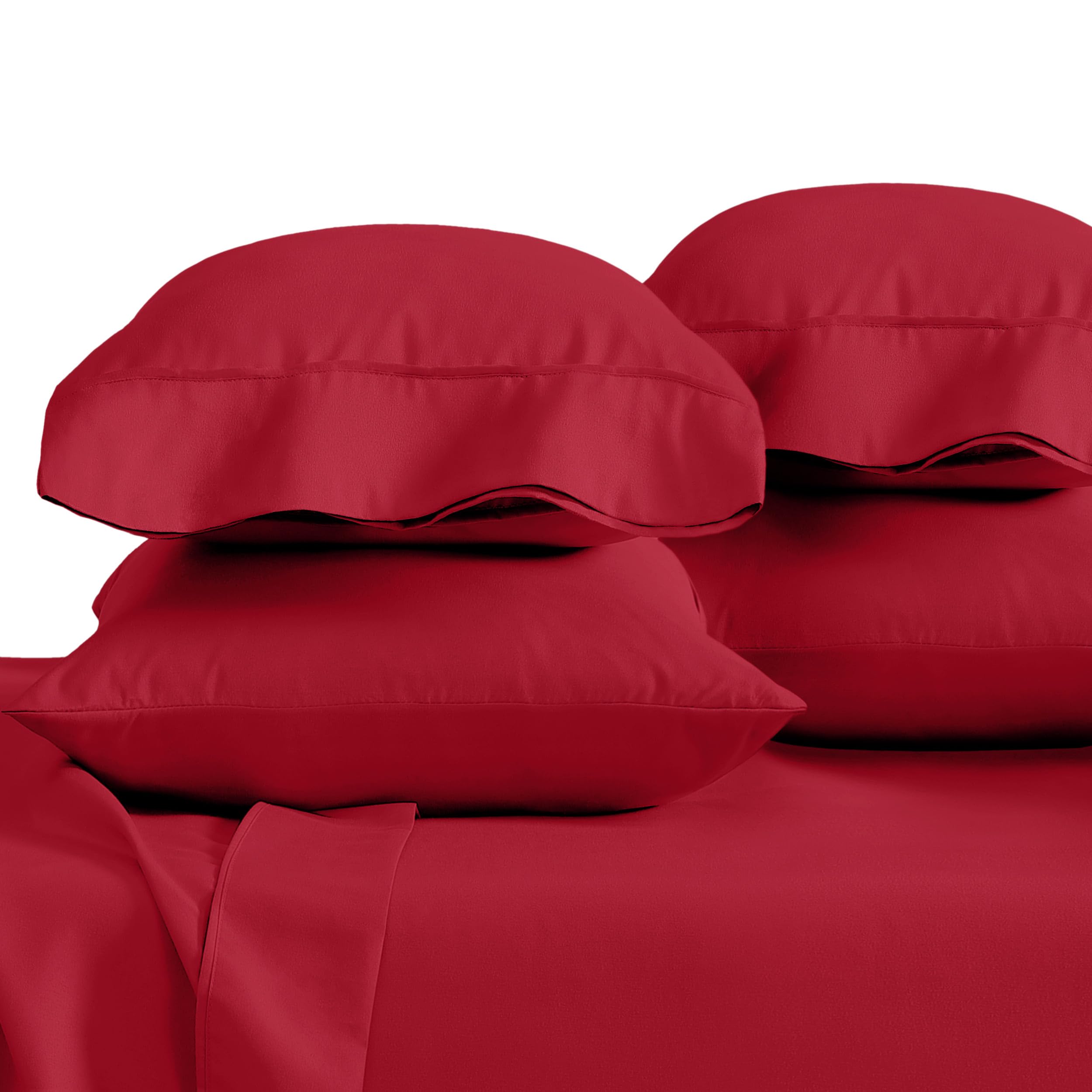 Bare Home Pillowcases Open End (Standard 4 Pack, Red)