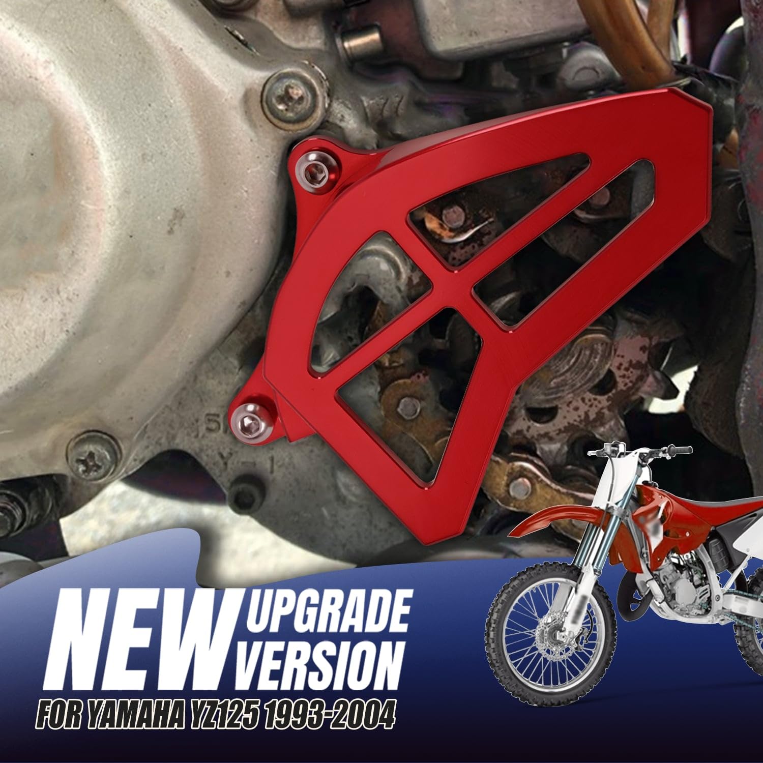 Canitu Front Sprocket Guard Cover,CNC Billet Aluminum Engine Sprocket Cover Engine Case Saver Guard Protector Crankcase Protection for Yamaha YZ125 1993-2004 (RED)