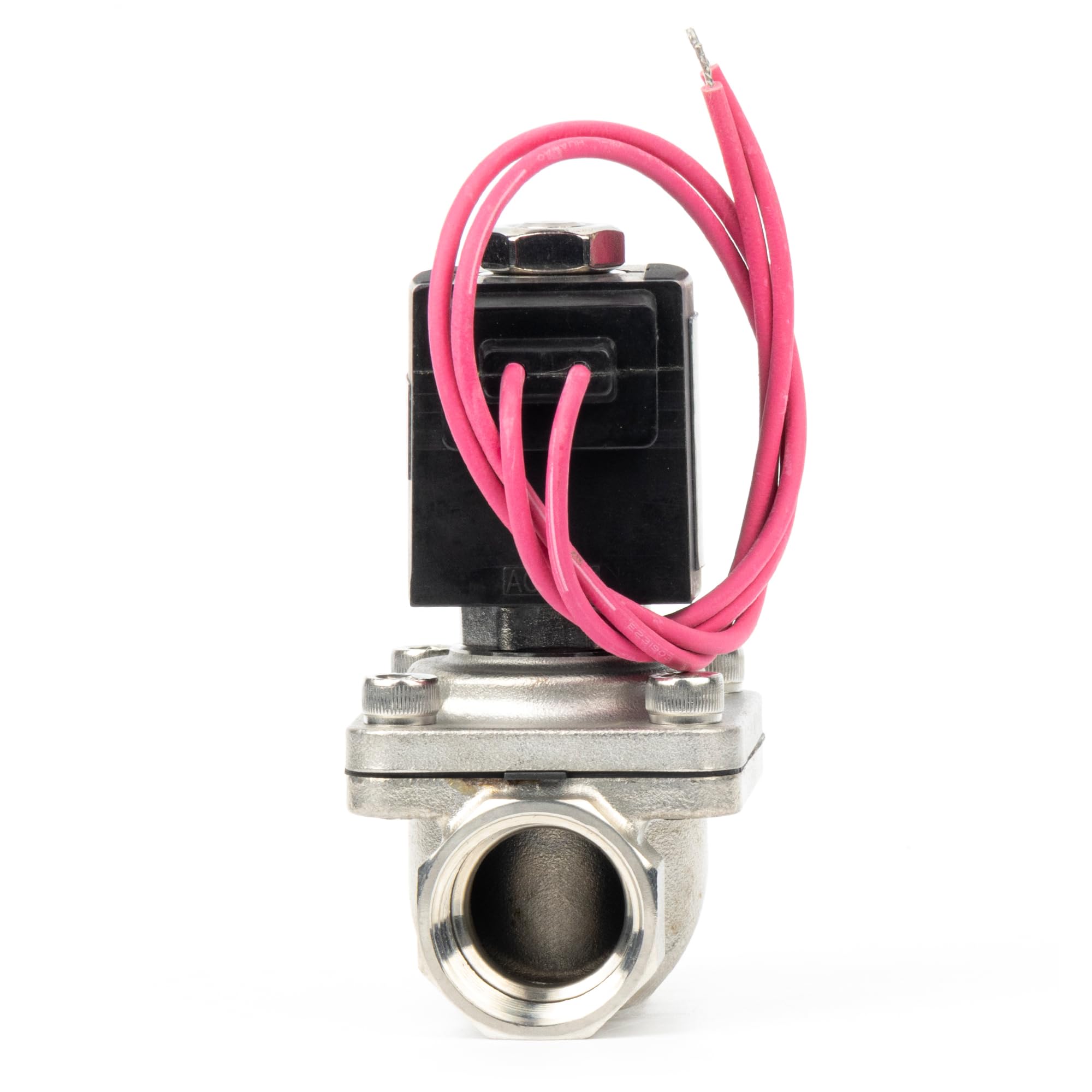 U.S. Solid Elettrovalvola in acciaio inox 3/4" G – 220V AC, normalmente chiusa, guarnizione VITON, uscita cavo volante