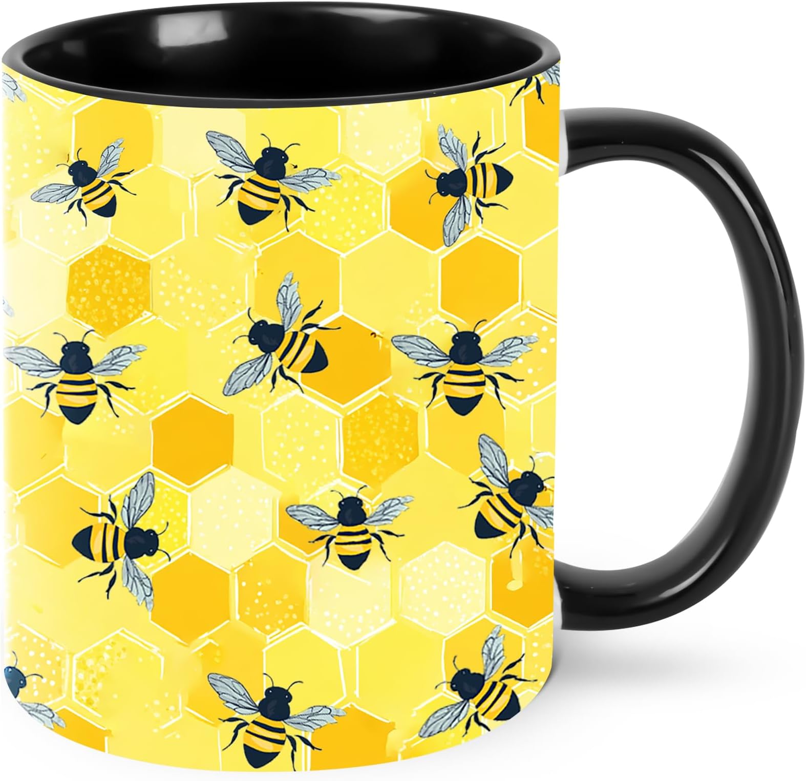 Bee Coffee Mug for Women Ceramic Tea Cup with Handle 11oz Funny Novelty Mugs Porcelain Mug Gift for Office Home