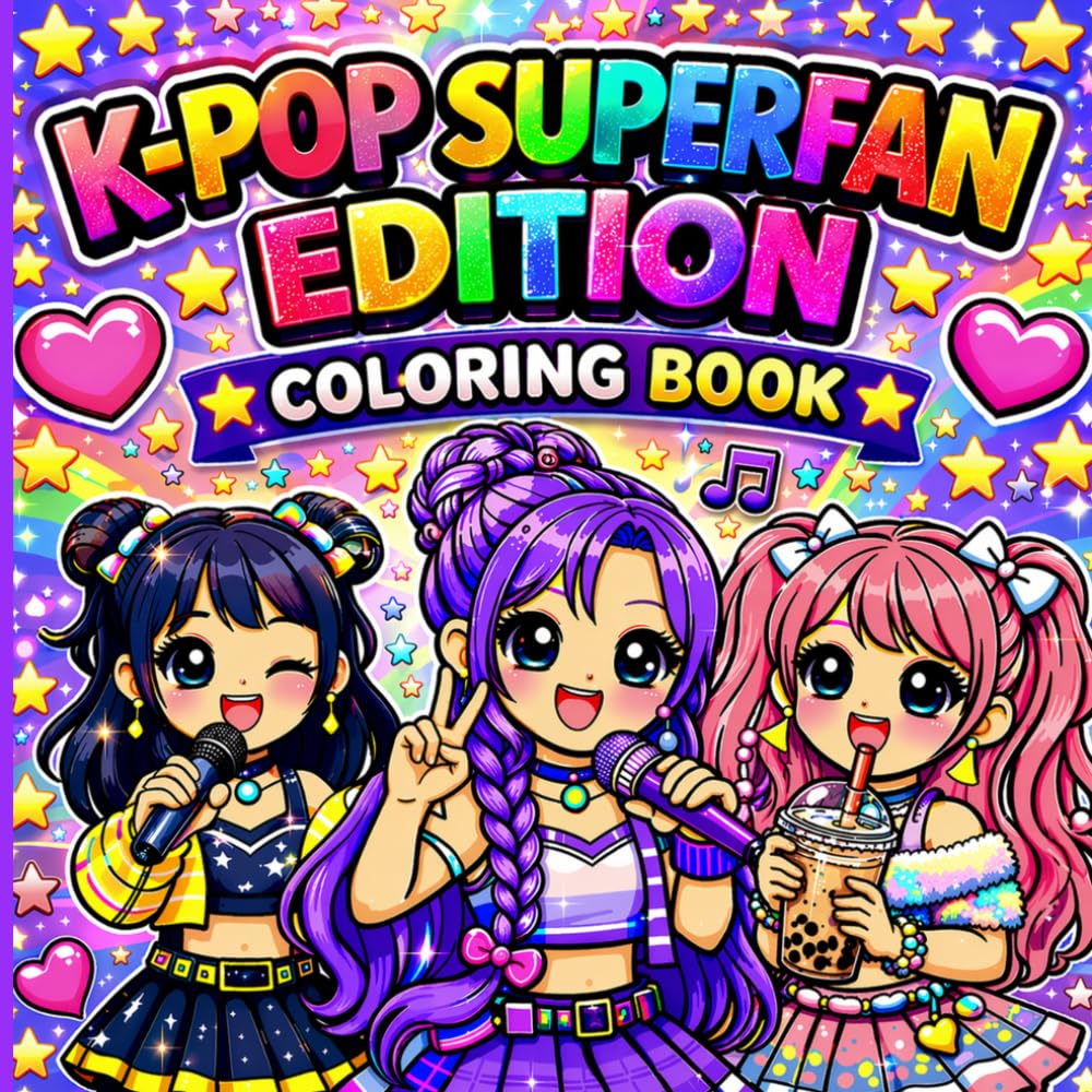 K-Pop Superfan Edition Coloring Book: K-pop Idol Fashion Coloring Book | Cute and Relaxing Designs Chibi Kawaii For Tweens, Teens , & Adults Pop Star Fan