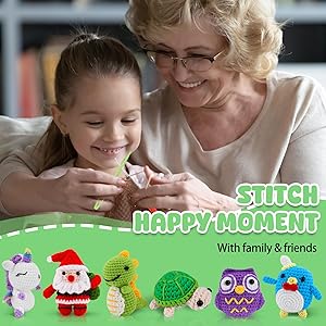 Tintinadv 6Pcs Crochet Kit for Beginners - Knitting Kit for Adults and Kids Beginners -Woobles Crochet Kit and Crochet Animals Kits with Easy Peasy Yarn and Step-by-Step Video Tutorials