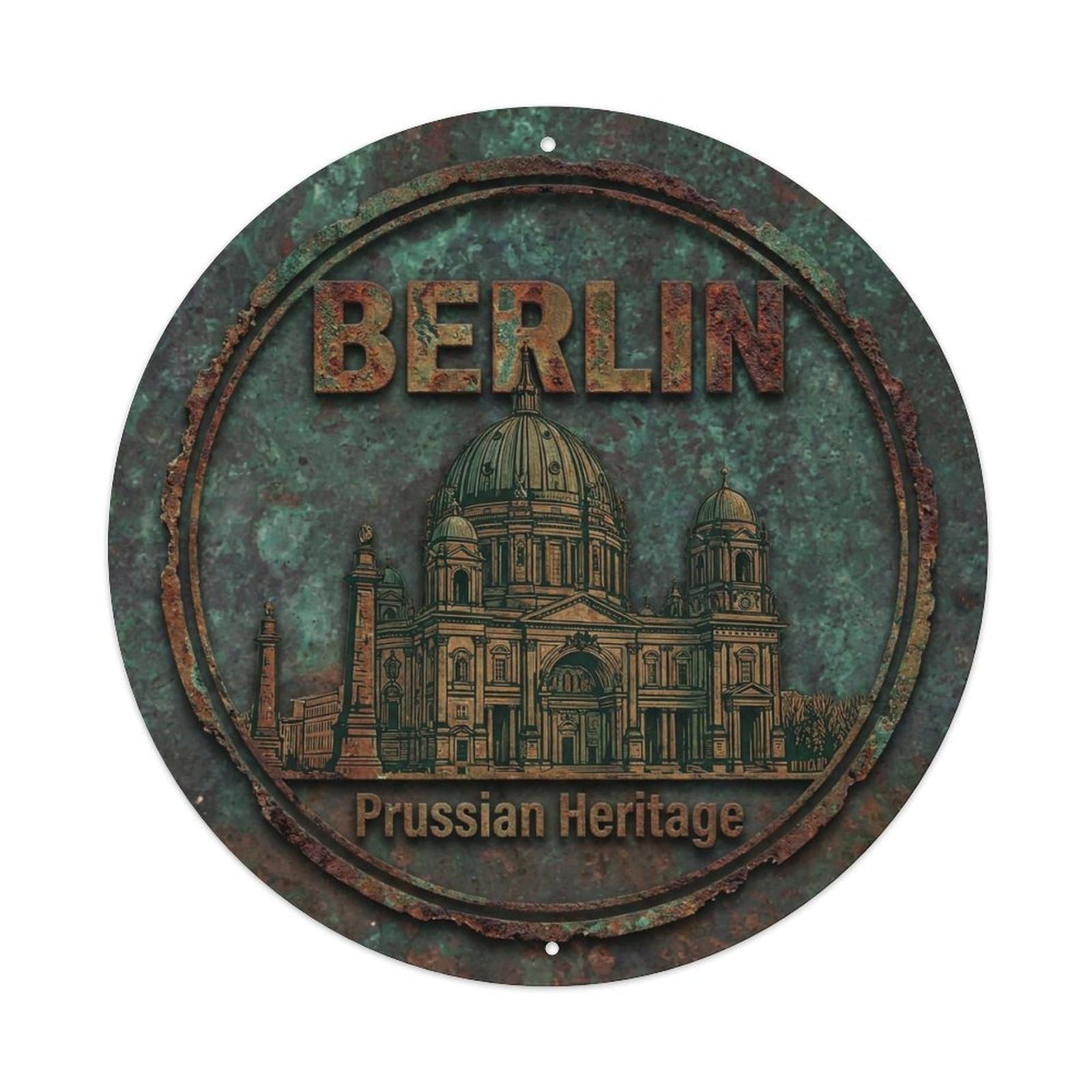Yrnq 8X8inch Vintage Style Vintage Travel Berlin Germany Relic Metal Tin Sign