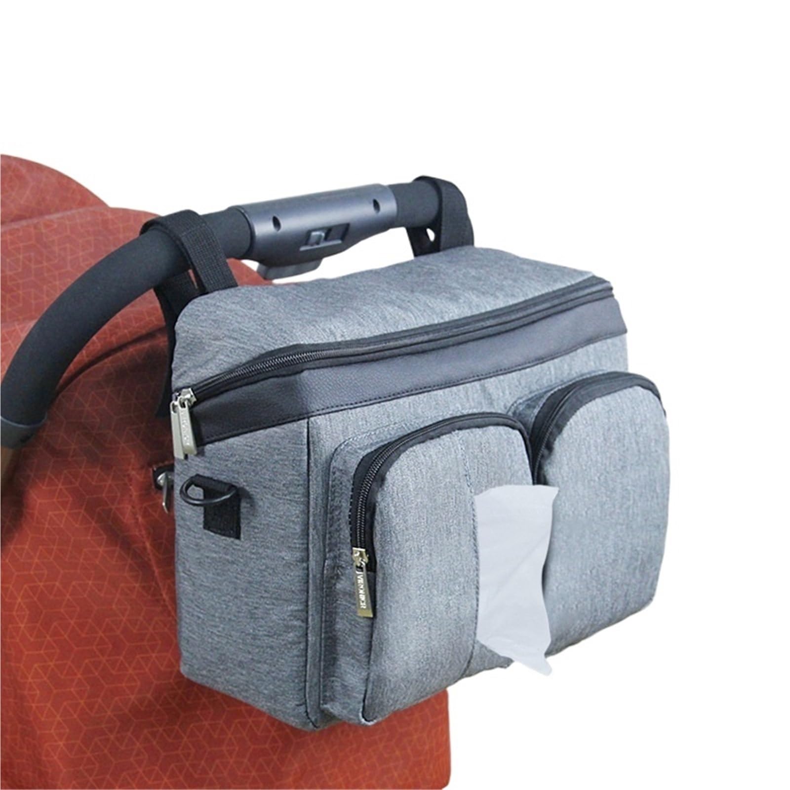Bolso Carro Bebe Bolsa for cochecito de niños, bolsa de pañales de maternidad, cesta colgante for cochecito de gran capacidad, organizador de bolsillo for almacenamiento de botellas for niños(Black)