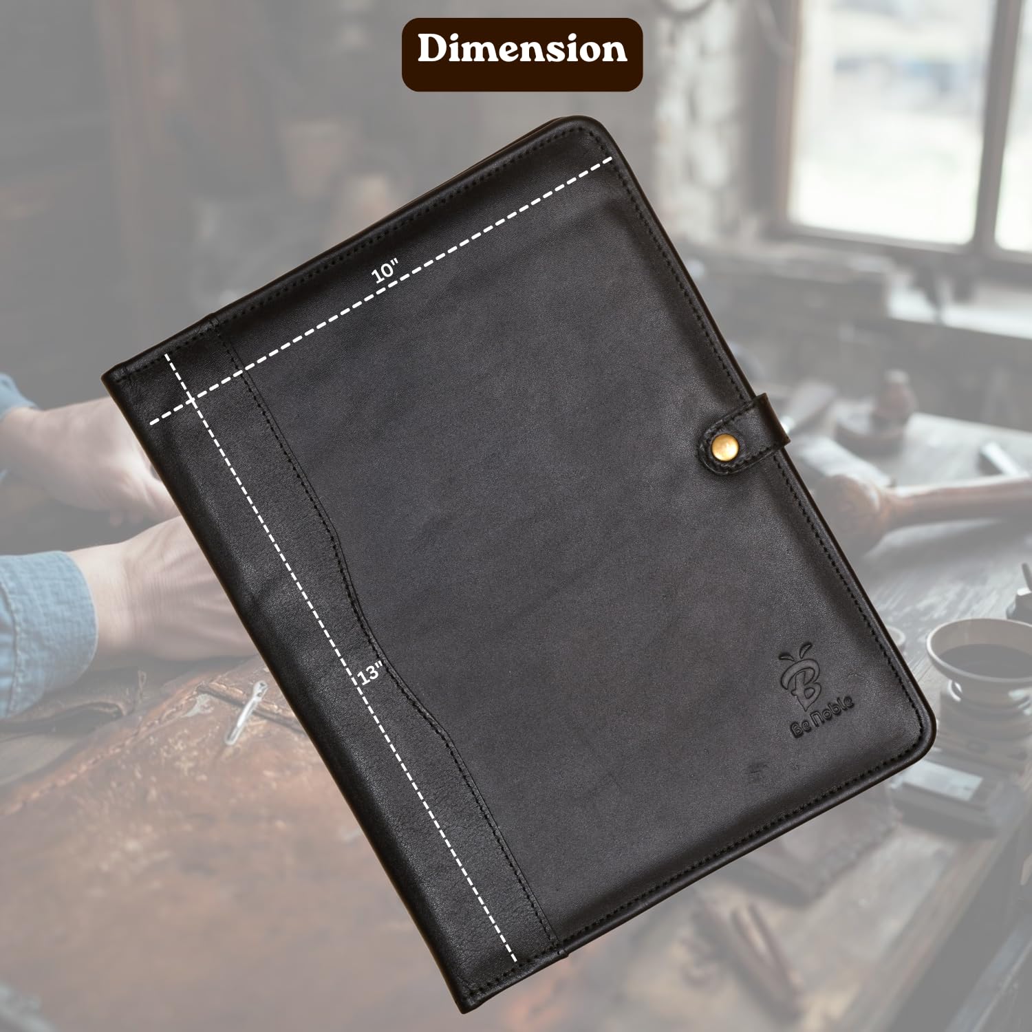 Portefeuille en cuir véritable pour homme et femme – Format lettre (Noir)