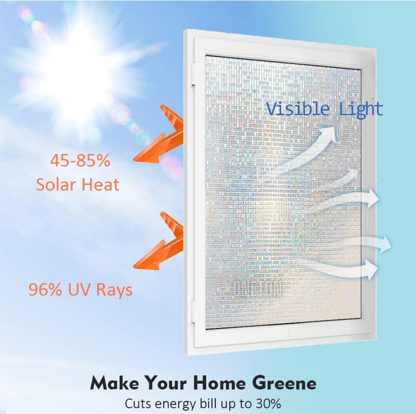 ONETON Frosted Glass Window Film Self Adheisve Decoartive Window Privacy Sheet Film UV Control Static Cling Removable Vinyl Frosted Privacy Film 24x80 Inch 3D Mosic Pattern 3