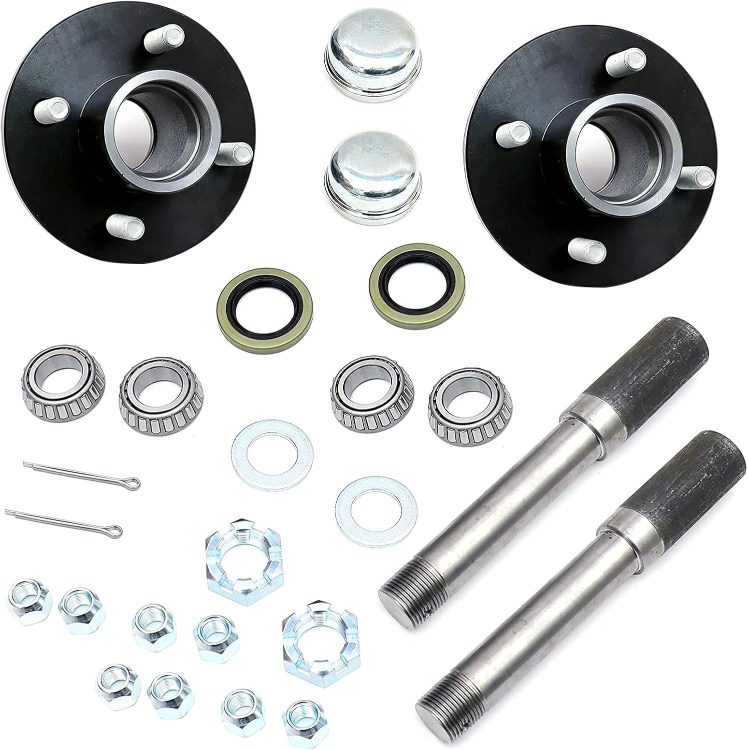 UCUT Pair Trailer Hub Assembly Kit,4Bolt on 4" Circle,Fit