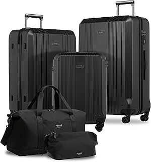 FERGÉ Polycarbonat 5-teilig Koffer Set 77cm, 67cm, Handgepäck Koffer mit Reisetasche Kombi, sehr robuste Reisekoffer mit 4 sanften Rollen & TSA Schloss, Reisekoffer