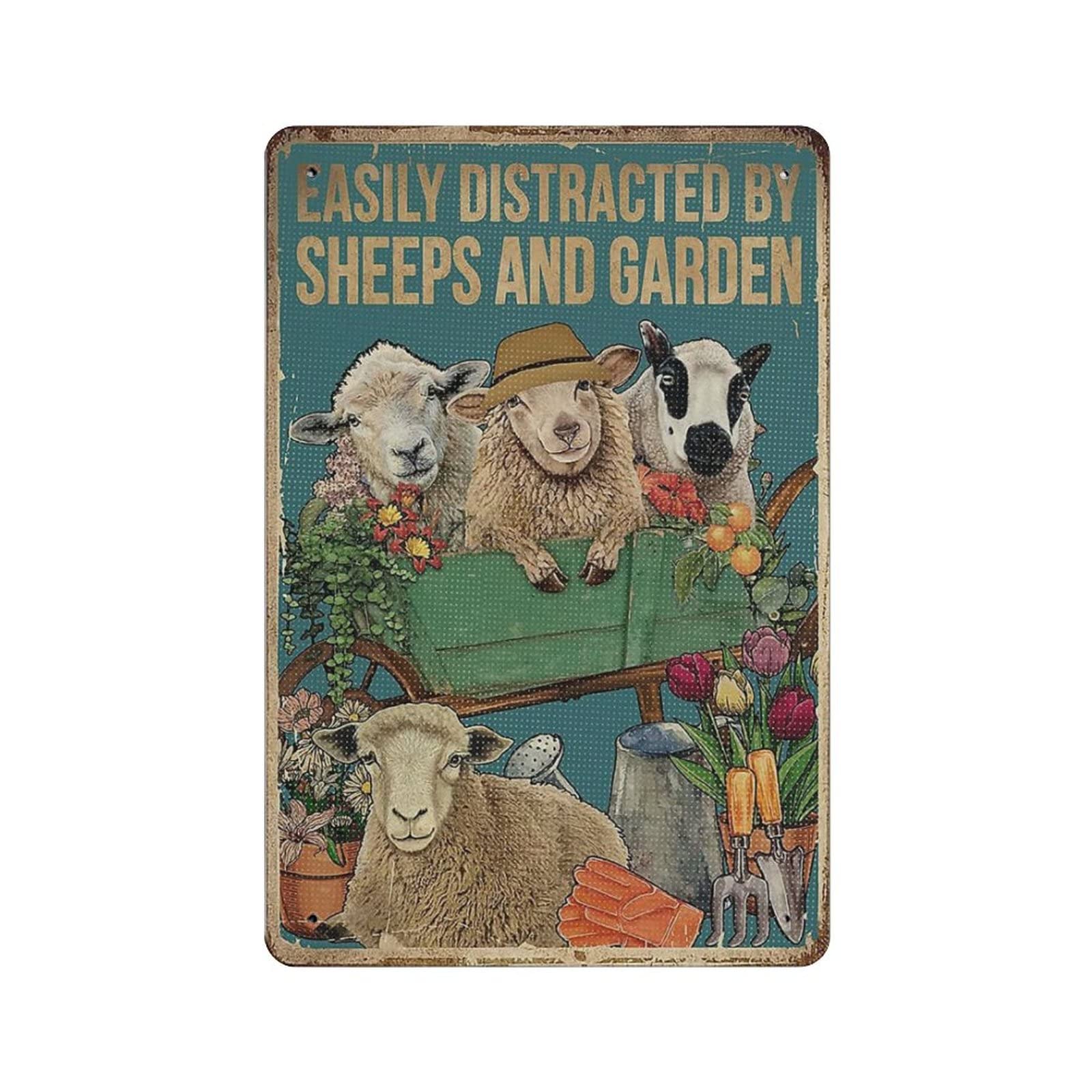 AOOEDM Sheeps And Garden Metal Signs for Garage Man Cave Bar Kitchen Coffee Tin Sign Nostalgic Wall Decor Signs Vintage Retro Poster
