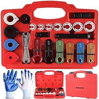 Master Disconnect Set 22Pcs With Glove, Master Quick Disconnect Tool for Automotive AC Fuel Line Transmission Oil Cooler Line Disconnects,Scissor Type Remover,Compatible With Most Ford Chevy GM Models