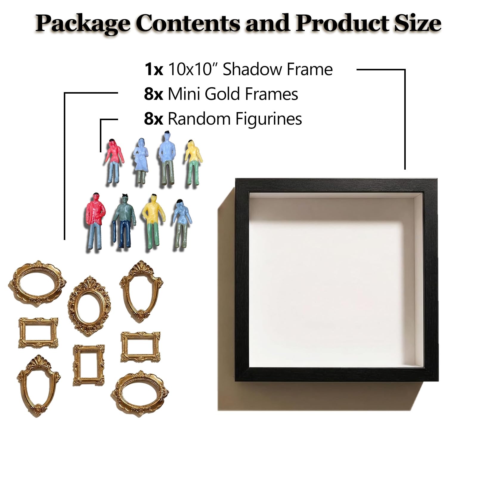 DIY Mini Museum Silhouette Box, Museum of Us Box Celebrate Your Unique Memories in Style, Personalized Photo Shadow Boxes Display with 8pcs Mini Museum Figurines & 8pcs Gold Mini Frames — view 5